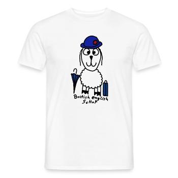 British English ScHoF - Männer T-Shirt - Weiß - Vorne - AI Model Male 178 dark (178cm)
