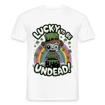 Lucky To Be Undead! - Men's T-Shirt - white - Front - AI Model Male 178 dark (178cm)