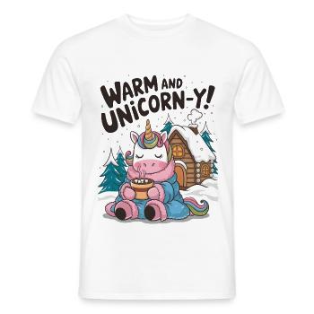 Warm And Unicorn-y! - Men's T-Shirt - white - Front - AI Model Male 178 dark (178cm)
