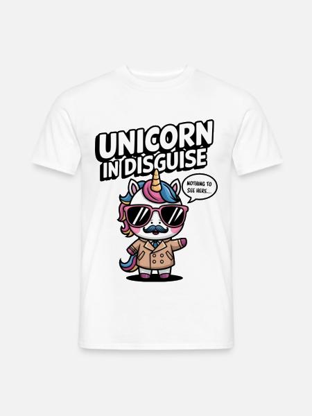 Unverkleidetes Einhorn - Männer T-Shirt - Weiß