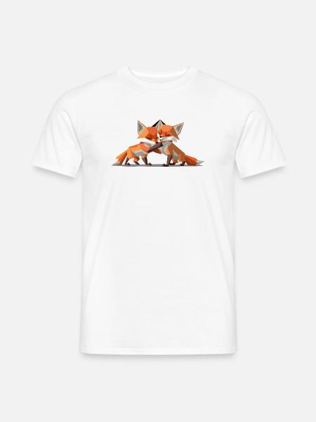 Renardeaux low-poly - T-shirt homme - blanc