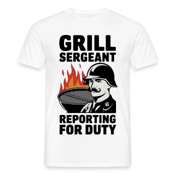Grill Sergeant Reporting For Duty - Men's T-Shirt - white - Front - AI Model Male 178 dark (178cm)