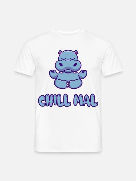 Chill Mal Hippo Meditation - Männer T-Shirt - Weiß