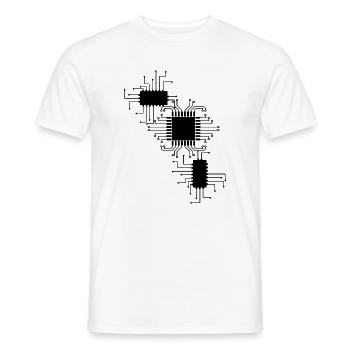 électricien électricien électronique électrique profession tension CPU - T-shirt homme - blanc - Devant - AI Model Male 178 dark (178cm)