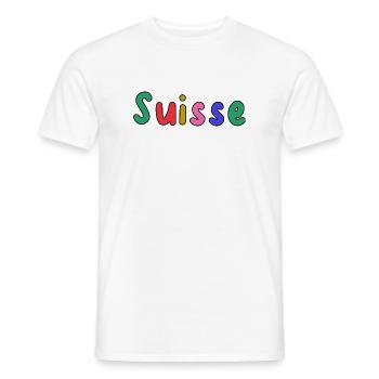 SUISSE. PAYS. GENEVE. HUMOUR. DRAPEAU - T-shirt homme - blanc - Devant - AI Model Male 178 dark (178cm)