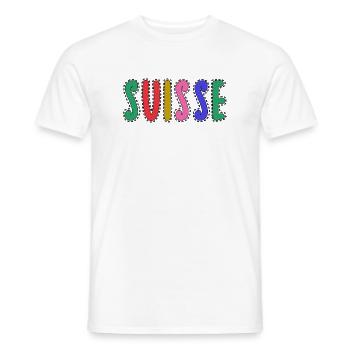 SUISSE. PAYS. GENEVE - T-shirt homme - blanc - Devant - AI Model Male 178 dark (178cm)
