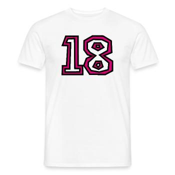 18. 18 YEARS OLD. 18th ANNIVERSARY. BIRTHDAY 18 YEARS. - Men's T-Shirt - white - Front - AI Model Male 178 dark (178cm)