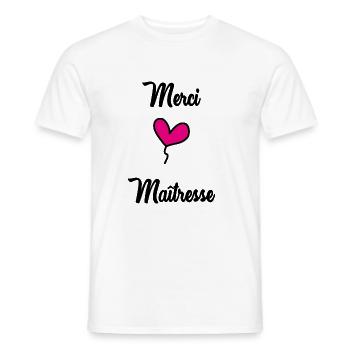 THANK YOU. MISTRESS. THANK YOU MISTRESS. MISTRESS - Men's T-Shirt - white - Front - AI Model Male 178 dark (178cm)