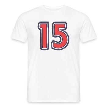 15. 15 ANS. 15e ANNIVERSAIRE. ANNIVERSAIRE 15 ANS. - T-shirt homme - blanc - Devant - AI Model Male 178 dark (178cm)