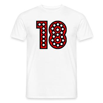 18. 18 YEARS OLD. 18th ANNIVERSARY. 18 BIRTHDAY. - Men's T-Shirt - white - Front - AI Model Male 178 dark (178cm)