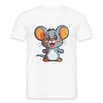 Maus-Cartoon-Kawaii-Aquarell-Illustration - Männer T-Shirt - Weiß - Vorne - AI Model Male 178 dark (178cm)