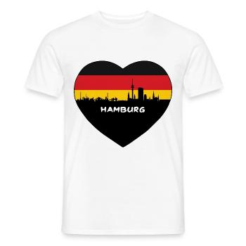 Hamburg Deutschland Flagge Skyline Reise Souvenir - Männer T-Shirt - Weiß - Vorne - AI Model Male 178 dark (178cm)