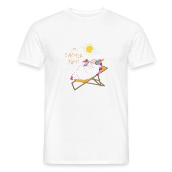 Einhorn sonnt sich - Summer Time Urlaubsmotiv - Männer T-Shirt - Weiß - Vorne - AI Model Male 178 dark (178cm)