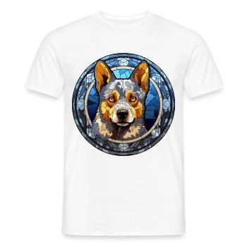 Australische Rinderhundrasse Aquarellglas - Männer T-Shirt - Weiß - Vorne - AI Model Male 178 dark (178cm)