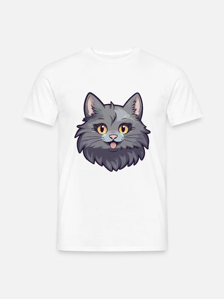 Nebelung Katze Karikatur Aquarell Illustration - Männer T-Shirt - Weiß