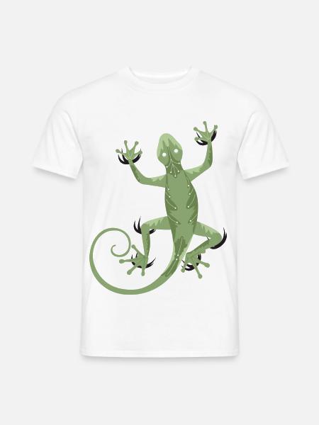 Gecko kletternd - Grüne Echse Illustration - Männer T-Shirt - Weiß