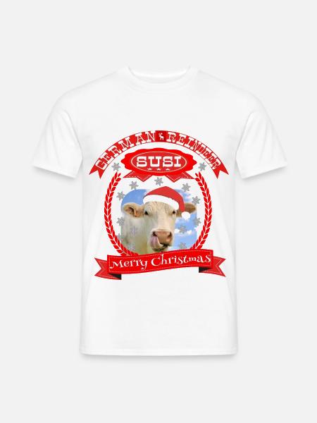 Frohe Weihnachten ein deutsches Rentier - Männer T-Shirt - Weiß
