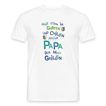 Alle sitzen im Garten/Grillen witziger Spruch - Männer T-Shirt - Weiß - Vorne - AI Model Male 178 dark (178cm)