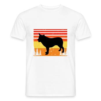 Australischer Cattle Hund Liebe Silhouette Retro Sonnenuntergang - Männer T-Shirt - Weiß - Vorne - AI Model Male 178 dark (178cm)