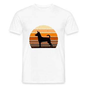 Decker Rat Terrier Hund Silhouette Retro Sonnenuntergang - Männer T-Shirt - Weiß - Vorne - AI Model Male 178 dark (178cm)