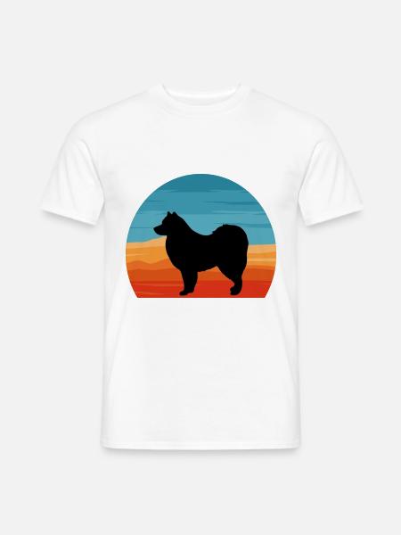 Finnischer Schoppund Hundeliebhaber Silhouette Retro Sonnenuntergang - Männer T-Shirt - Weiß