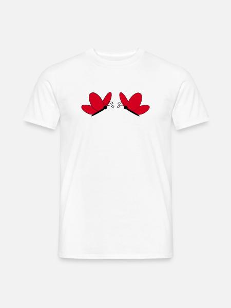 Rote Schmetterlinge Geschenk für sie - Männer T-Shirt - Weiß