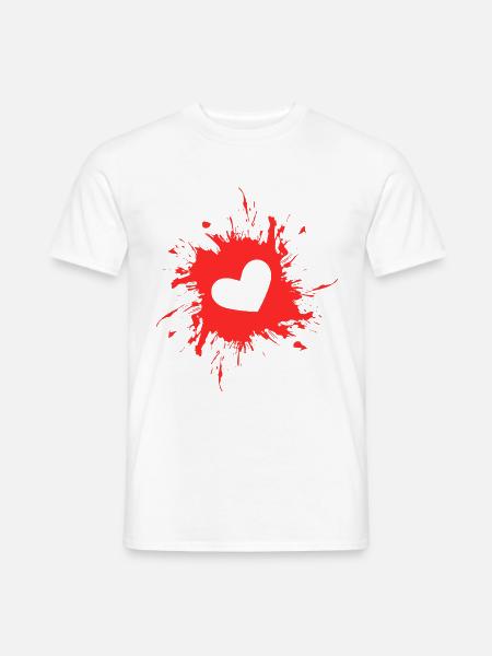 Herz Fleck Tinte rot - Männer T-Shirt - Weiß