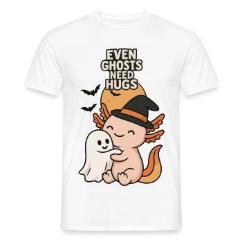 Halloween Axolotl Umarmung mit Geist - Männer T-Shirt - Weiß - Vorne - AI Model Male 178 dark (178cm)