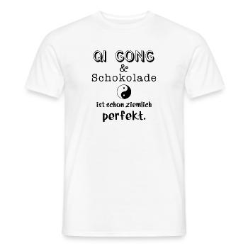 qi gong und schokolade - Männer T-Shirt - Weiß - Vorne - AI Model Male 178 dark (178cm)