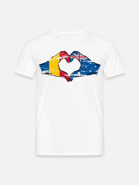 Rumänien Australien Flagge Herzform used - Männer T-Shirt - Weiß