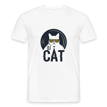 DJ Cat - Katze mit Sonnenbrille Vinyl - Männer T-Shirt - Weiß - Vorne - AI Model Male 178 dark (178cm)
