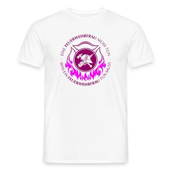 Eine Feuerwehrfrau muss tun - Männer T-Shirt - Weiß - Vorne - AI Model Male 178 dark (178cm)