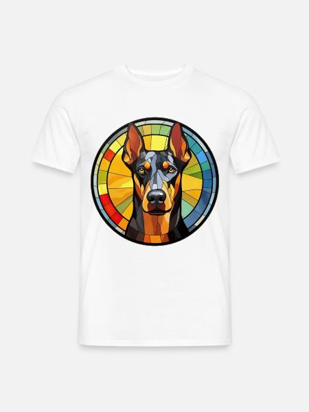 Dobermann Pinscher Hunderasse Aquarellglas - Männer T-Shirt - Weiß
