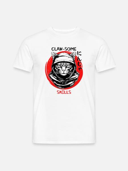 Ninja Cat - Männer T-Shirt - Weiß