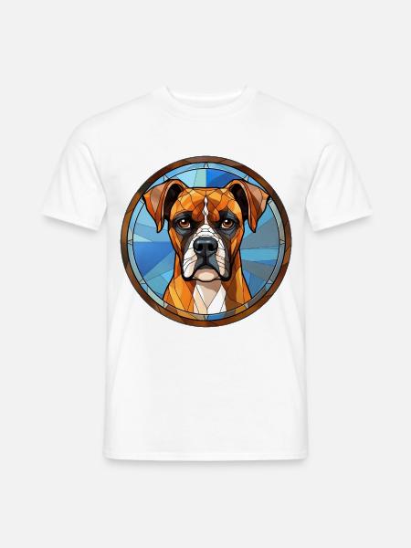 Boxer Hunderasse Aquarellglas - Männer T-Shirt - Weiß