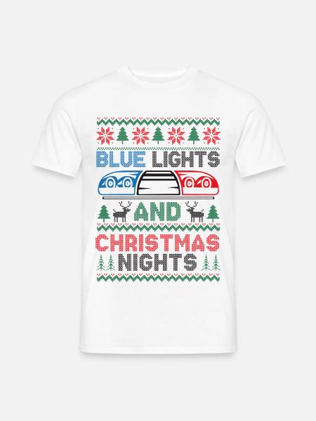 Blaue Lichter und Weihnachtsnächte Polizei Weihnac - Männer T-Shirt - Weiß