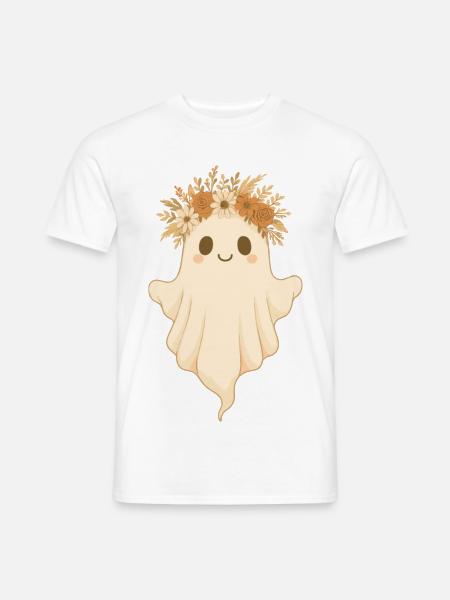 Boho Geist mit Blumenkranz – Süßes Halloween - Männer T-Shirt - Weiß