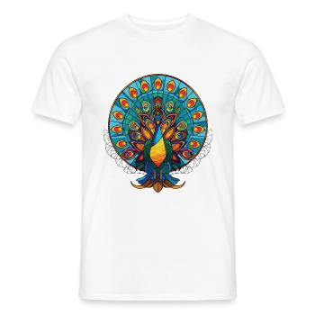 Pfauenbunte Aquarell-Tierillustration - Männer T-Shirt - Weiß - Vorne - AI Model Male 178 dark (178cm)