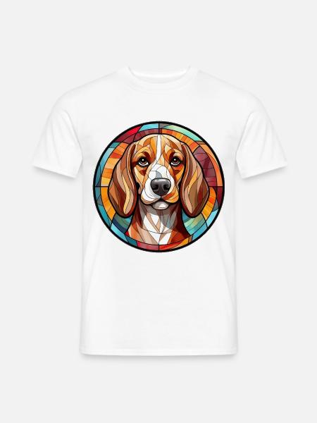 Beagle Hunderasse Aquarellglas - Männer T-Shirt - Weiß