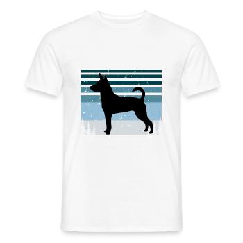 Decker Rat Terrier Hund Silhouette Retro Sonnenuntergang - Männer T-Shirt - Weiß - Vorne - AI Model Male 178 dark (178cm)