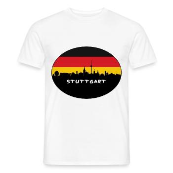 Stuttgart Deutschland Flagge Skyline Silhouette Reisen - Männer T-Shirt - Weiß - Vorne - AI Model Male 178 dark (178cm)