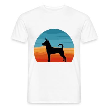 Decker Rat Terrier Hund Silhouette Retro Sonnenuntergang - Männer T-Shirt - Weiß - Vorne - AI Model Male 178 dark (178cm)