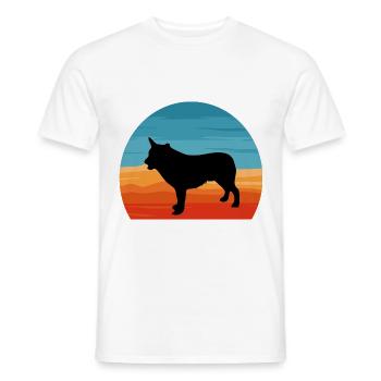 Australischer Cattle Hund Liebe Silhouette Retro Sonnenuntergang - Männer T-Shirt - Weiß - Vorne - AI Model Male 178 dark (178cm)
