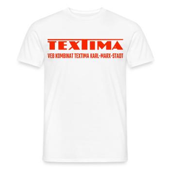 VEB Kombinat Textima Karl-Marx-Stadt DDR - Männer T-Shirt - Weiß - Vorne - AI Model Male 178 dark (178cm)