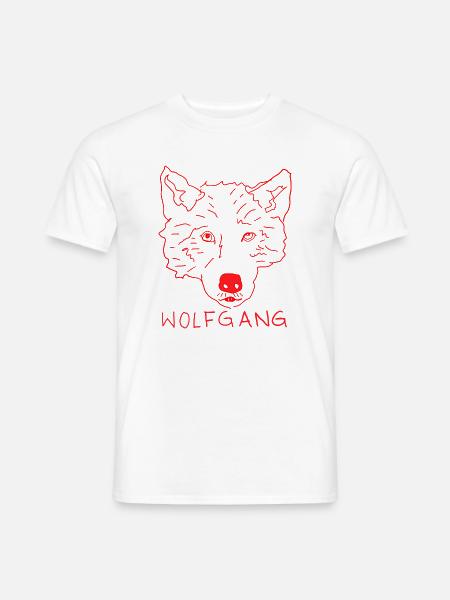 Wolfgang – rotes Wolf-Tiermotiv - Männer T-Shirt - Weiß