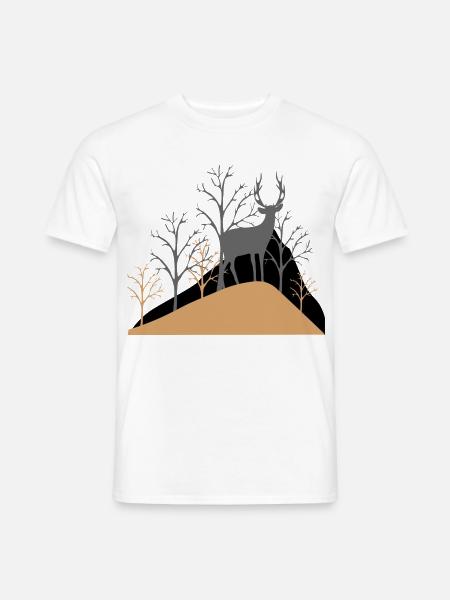 Hirsch im Wald - Männer T-Shirt - Weiß