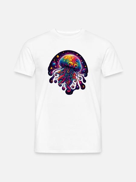 Psychedelische kosmische Qualle - Männer T-Shirt - Weiß