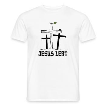 Jesus lebt - Kreuz Auferstehung Hoffnung Glaube - Männer T-Shirt - Weiß - Vorne - AI Model Male 178 dark (178cm)