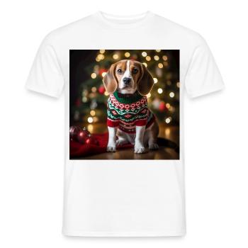 Weihnachtsbeagle im festlichen Strickpullover - Männer T-Shirt - Weiß - Vorne - AI Model Male 178 dark (178cm)