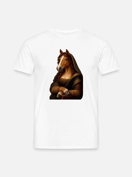 Mona Lisa als Pferd - Männer T-Shirt - Weiß